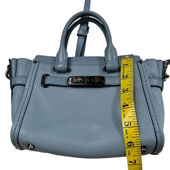 Coach NWOT Swagger Top Handle Crossbody Pebbled Leather Cloud Blue - Picture 6 of 16